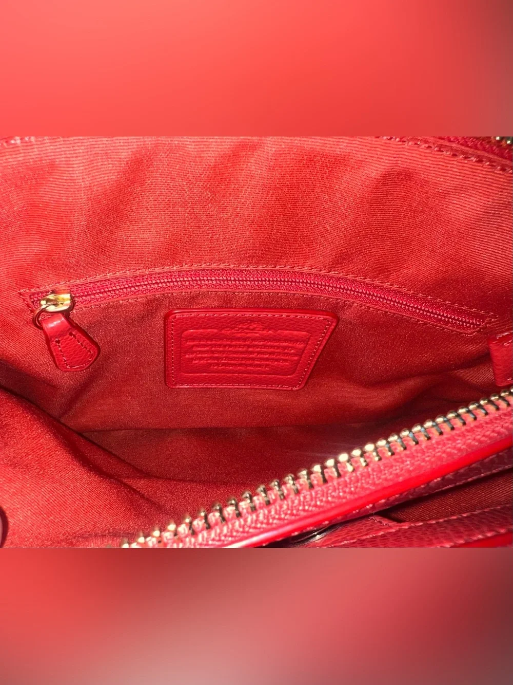 Coach coral Leather Satchel with Top Handles and Shoulder Strap